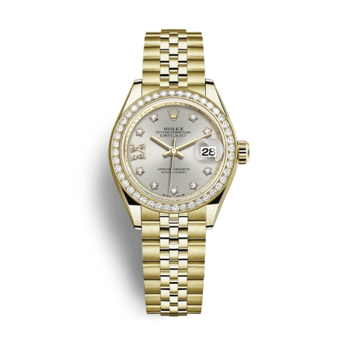 Đồng Hồ Rolex Lady-Datejust 28 279138RBR-0020 Mặt Số Bạc Dây Đeo Jubilee Vàng Vàng