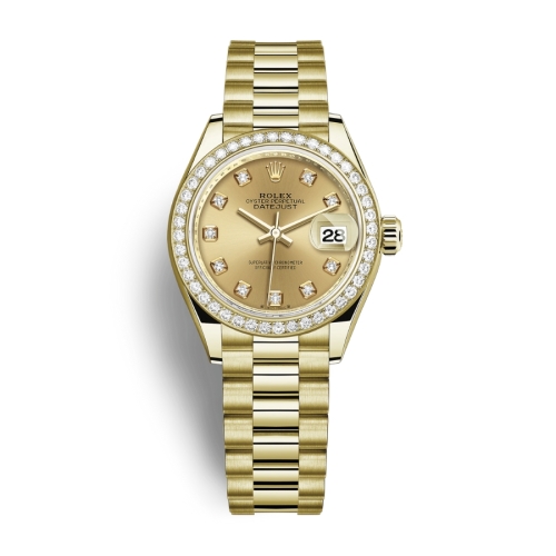 Đồng Hồ Rolex Lady-Datejust 28 279138RBR-0022 Mặt Số Vàng Dây Đeo Jubilee Vàng Vàng
