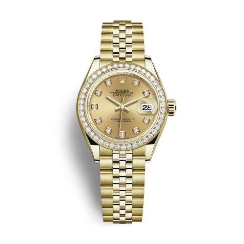 Đồng Hồ Rolex Lady-Datejust 28 279138RBR-0024 Mặt Số Vàng Dây Đeo Jubilee Vàng Vàng