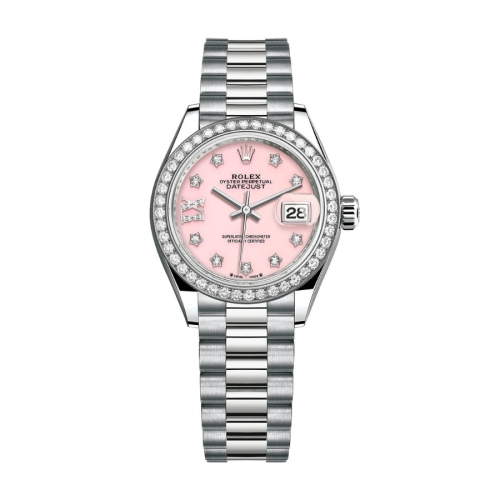 Đồng Hồ Rolex Lady-Datejust 28 279139RBR-0002 Mặt Số Hồng Dây Đeo President Vàng Trắng