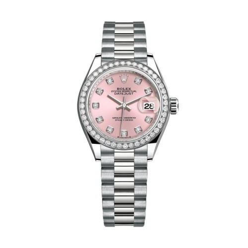 Đồng Hồ Rolex Lady-Datejust 28 279139RBR-0005 Mặt Số Hồng Dây Đeo President Vàng Trắng