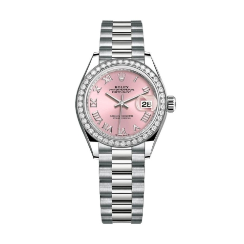 Đồng Hồ Rolex Lady-Datejust 28 279139RBR-0012 Mặt Số Hồng Dây Đeo President Vàng Trắng