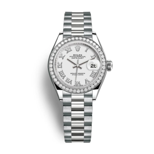 Đồng Hồ Rolex Lady-Datejust 28 279139RBR-0013 Mặt Số Trắng Dây Đeo President Vàng Trắng
