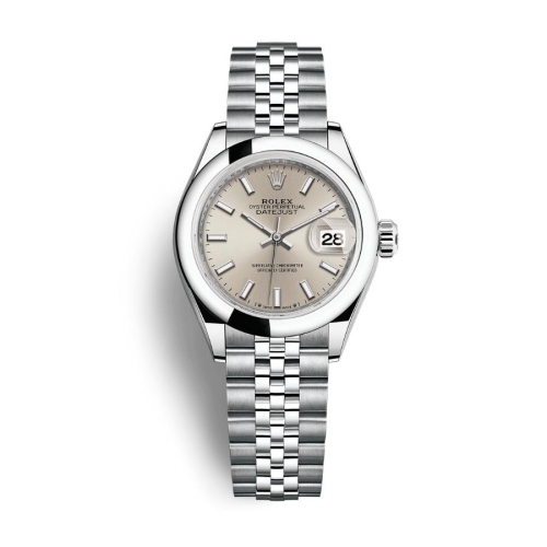 Đồng Hồ Rolex Lady-Datejust 28 279160-0005 Mặt Số Bạc Dây Đeo Jubilee Thép