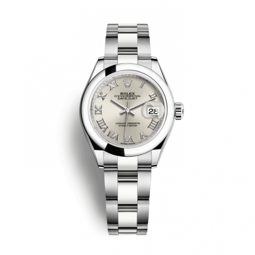 Đồng Hồ Rolex Lady-Datejust 28 279160-0008 Mặt Số Bạc Dây Đeo Oyster Thép