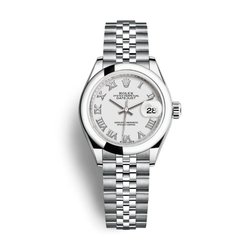 Đồng Hồ Rolex Lady-Datejust 28 279160-0015 Mặt Số Trắng Dây Đeo Jubilee Thép