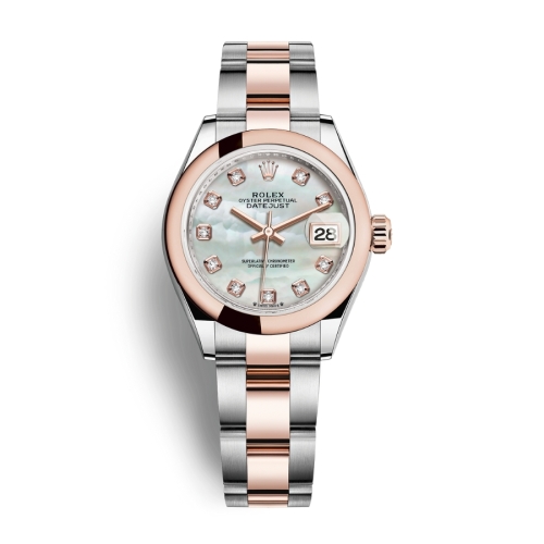 Đồng Hồ Rolex Lady-Datejust 28 279161-0014 Mặt Số Xà Cừ Dây Đeo Oyster Vàng Hồng Thép