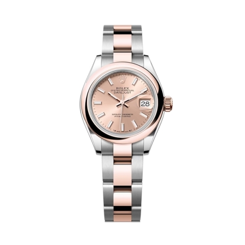 Đồng Hồ Rolex Lady-Datejust 28 279161-0024 Mặt Số Hoa Hồng Dây Đeo Oyster Vàng Hồng Thép