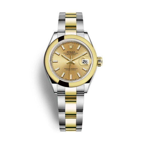 Đồng Hồ Rolex Lady-Datejust 28  279163-0002 Mặt Số Vàng Dây Đeo Oyster Vàng Thép