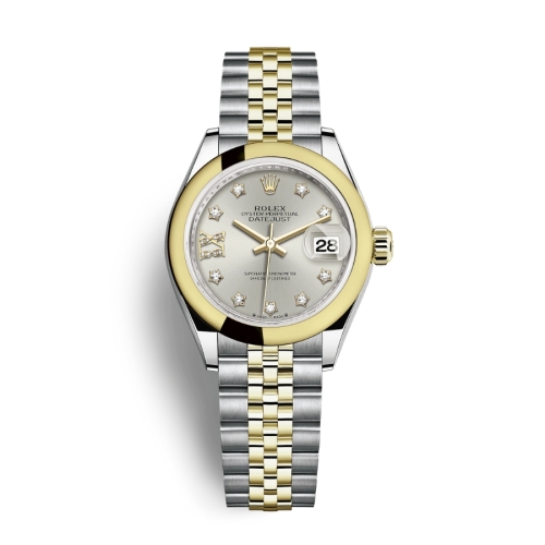 Đồng Hồ Rolex Lady-Datejust 28 279163-0003 Mặt Số Bạc Dây Đeo Jubilee Vàng Vàng Thép