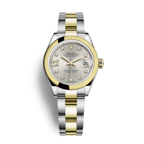 Đồng Hồ Rolex Lady-Datejust 28 279163-0004 Mặt Số Bạc Dây Đeo Oyster Vàng Vàng Thép