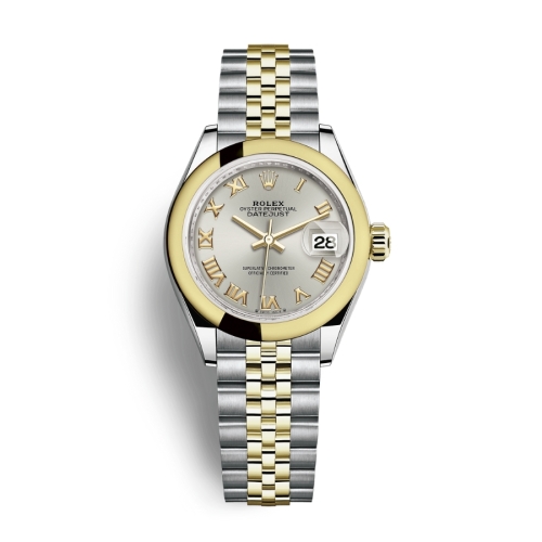 Đồng Hồ Rolex Lady-Datejust 28 279163-0005 Mặt Số Bạc Dây Đeo Jubilee Vàng Vàng Thép