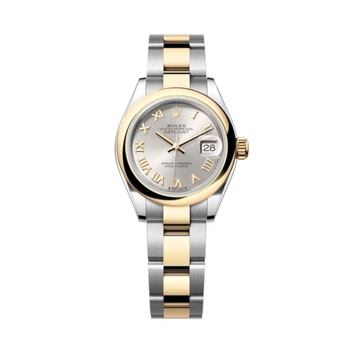Đồng Hồ Rolex Lady-Datejust 28 279163-0006 Mặt Số Bạc Dây Đeo Oyster Vàng Vàng Thép