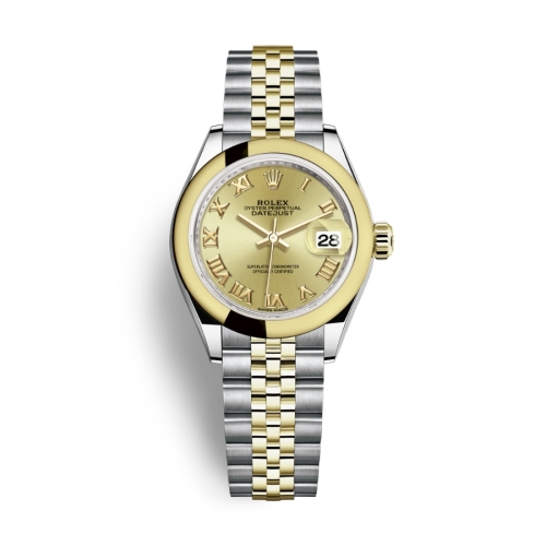 Đồng Hồ Rolex Lady-Datejust 28 279163-0009 Mặt Số Vàng Dây Đeo Jubilee Vàng Vàng Thép