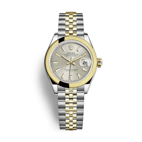 Đồng Hồ Rolex Lady-Datejust 28 279163-0019 Mặt Số Bạc Dây Đeo Jubilee Vàng Vàng Thép