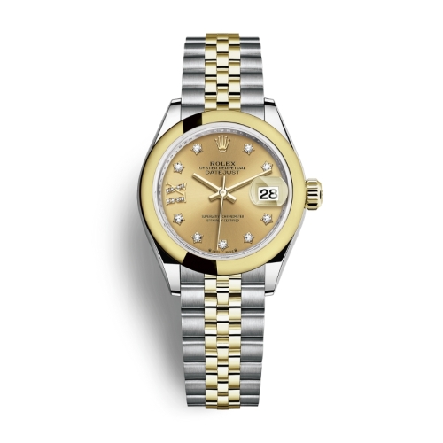 Đồng Hồ Rolex Lady-Datejust 28 279163-0022 Mặt Số Vàng Dây Đeo Jubilee Vàng Vàng Thép