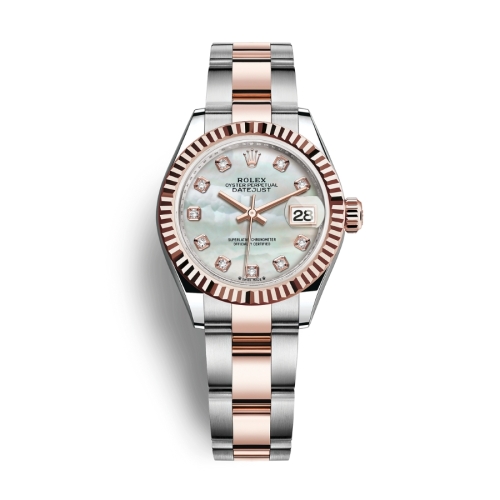 Đồng Hồ Rolex Lady-Datejust 28 279171-0014 Mặt Số Xà Cừ Dây Đeo Oyster Vàng Hồng Thép