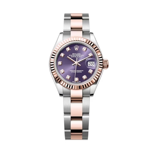 Đồng Hồ Rolex Lady-Datejust 28 279171-0016 Mặt Số Tím Dây Đeo Oyster Vàng Hồng Thép