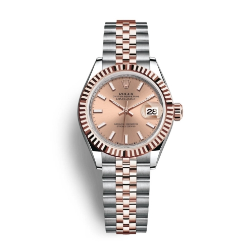 Đồng Hồ Rolex Lady-Datejust 28 279171-0023 Mặt Số Hoa Hồng Dây Đeo Jubilee Vàng Hồng Thép