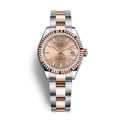 Đồng Hồ Rolex Lady-Datejust 28 279171-0024 Mặt Số Hoa Hồng Dây Đeo Oyster Vàng Hồng Thép