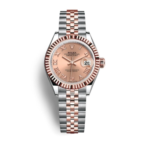 Đồng Hồ Rolex Lady-Datejust 28 279171-0025 Mặt Số Hồng Dây Đeo Jubilee Vàng Hồng Thép