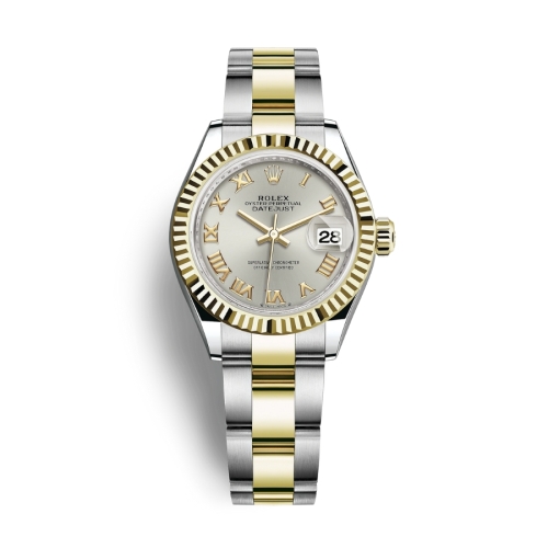 Đồng Hồ Rolex Lady-Datejust 28 279173-0006 Mặt Số Bạc Dây Đeo Oyster Vàng Vàng Thép