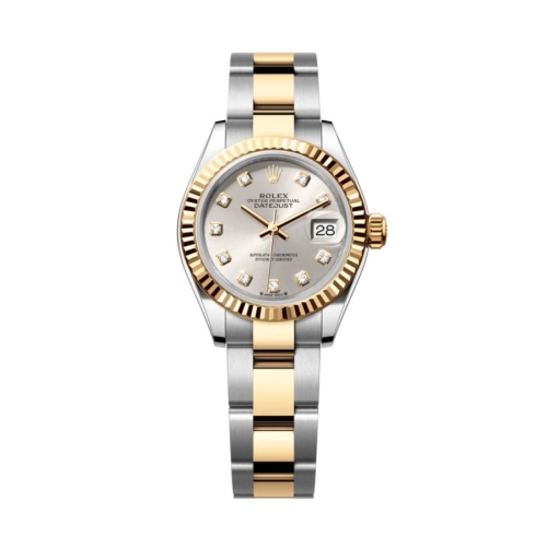 Đồng Hồ Rolex Lady-Datejust 28 279173-0008 Mặt Số Bạc Dây Đeo Oyster Vàng Vàng Thép