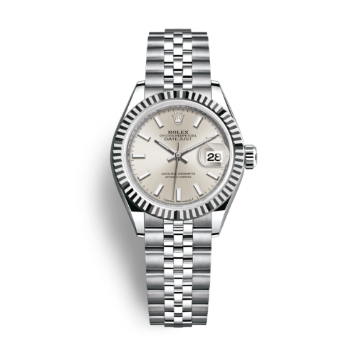 Đồng Hồ Rolex Lady-Datejust 28 279174-0005 Mặt Số Bạc Dây Đeo Jubilee Vàng Trắng Thép