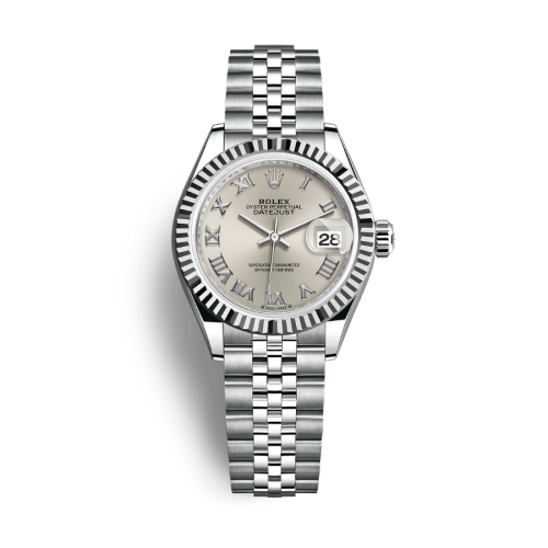 Đồng Hồ Rolex Lady-Datejust 28 279174-0007 Mặt Số Bạc Dây Đeo Jubilee Thép