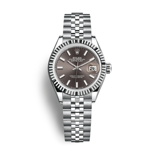 Đồng Hồ Rolex Lady-Datejust 28 279174-0011 Mặt Số Xám Đậm Dây Đeo Jubilee Vàng Trắng Thép