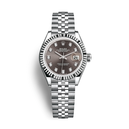 Đồng Hồ Rolex Lady-Datejust 28 279174-0015 Mặt Số Xám Đậm Dây Đeo Jubilee Vàng Trắng Thép