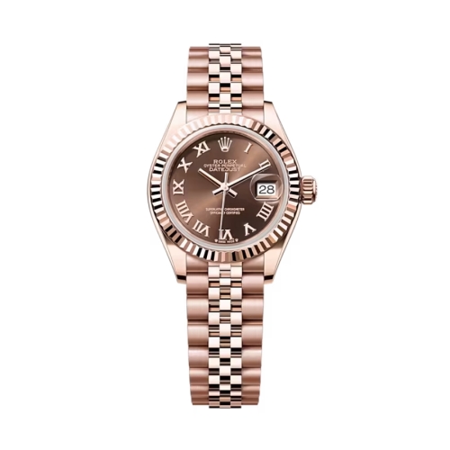 Đồng Hồ Rolex Lady-Datejust 28 279175-0015 Mặt Số Chocolate Dây Đeo Jubilee Vàng Hồng