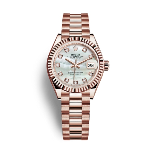 Đồng Hồ Rolex Lady-Datejust 28 279175-0017 Mặt Số Xà Cừ Dây Đeo President Vàng Hồng