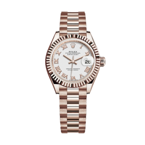 Đồng Hồ Rolex Lady-Datejust 28 279175-0021 Mặt Số Trắng Dây Đeo President Vàng Hồng