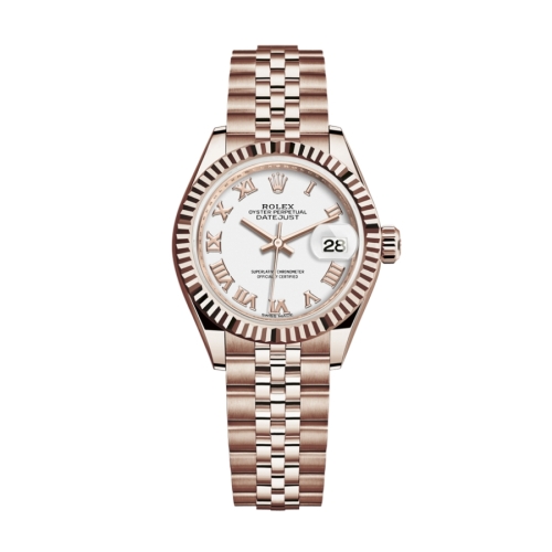Đồng Hồ Rolex Lady-Datejust 28 279175-0022 Mặt Số Trắng Dây Đeo Jubilee Vàng Hồng