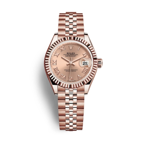 Đồng Hồ Rolex Lady-Datejust 28 279175-0028 Mặt Số Hoa Hồng Dây Đeo Jubilee Vàng Hồng