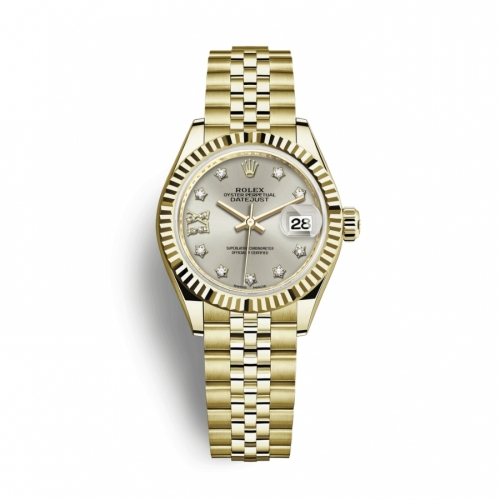 Đồng Hồ Rolex Lady-Datejust 28 279178-0004 Mặt Số Bạc Dây Đeo Jubilee Vàng Vàng