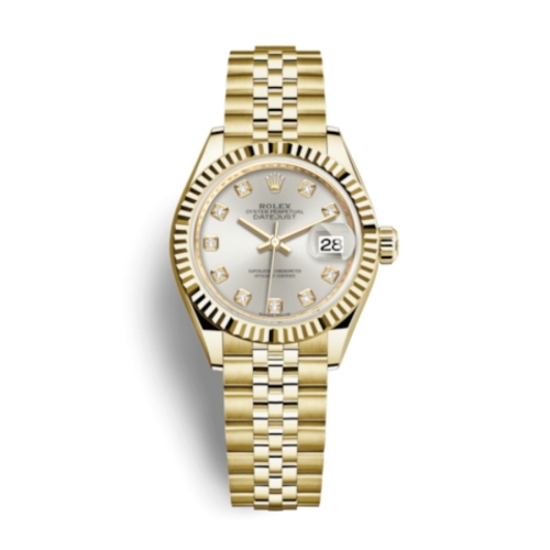 Đồng Hồ Rolex Lady-Datejust 28 279178-0016 Mặt Số Bạc Dây Đeo Jubilee Vàng Vàng