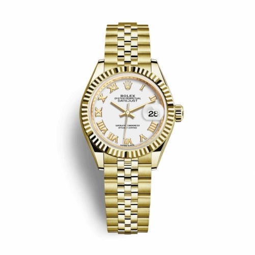 Đồng Hồ Rolex Lady-Datejust 28 279178-0030 Mặt Số Trắng Dây Đeo Jubilee Vàng Vàng