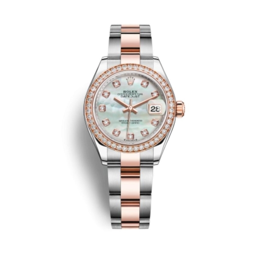 Đồng Hồ Rolex Lady-Datejust 28 279381RBR-0014 Mặt Số Xà Cừ Dây Đeo Oyster Thép Vàng Hồng