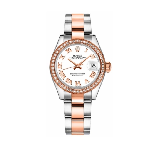 Đồng Hồ Rolex Lady-Datejust 28 279381RBR-0022 Mặt Số Trắng Dây Đeo Oyster Thép Vàng Hồng