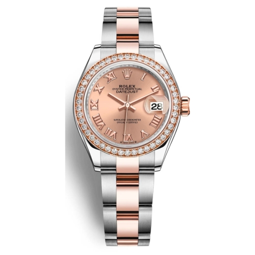 Đồng Hồ Rolex Lady-Datejust 28 279381RBR-0026 Mặt Số Hoa Hồng Dây Đeo Oyster Thép Vàng Hồng