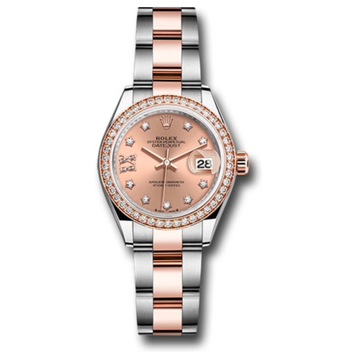 Đồng Hồ Rolex Lady-Datejust 28 279381RBR-0028 Mặt Số Hoa Hồng Dây Đeo Oyster Thép Vàng Hồng