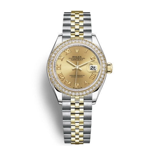 Đồng Hồ Rolex Lady-Datejust 28 279383RBR-0009 Mặt Số Vàng Dây Đeo Jubilee Thép Vàng Vàng