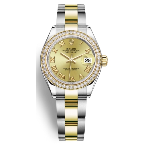 Đồng Hồ Rolex Lady-Datejust 28 279383RBR-0010 Mặt Số Vàng Dây Đeo Oyster Thép Vàng Vàng