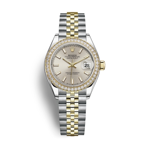 Đồng Hồ Rolex Lady-Datejust 28 279383RBR-0017 Mặt Số Bạc Dây Đeo Jubilee Thép Vàng Vàng