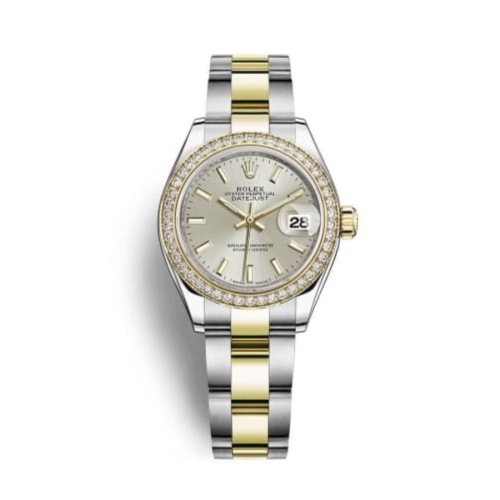 Đồng Hồ Rolex Lady-Datejust 28 279383RBR-0018 Mặt Số Bạc Dây Đeo Oyster Thép Vàng Vàng
