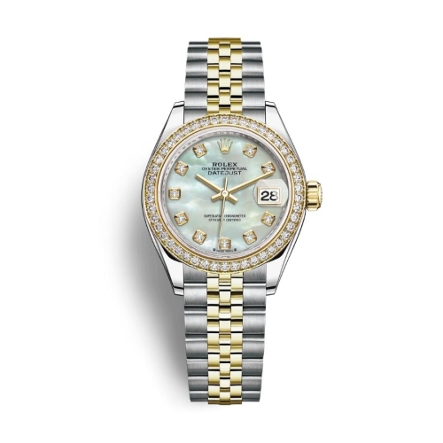 Đồng Hồ Rolex Lady-Datejust 28 279383RBR-0019 Mặt Số Xà Cừ Dây Đeo Jubilee Vàng Vàng Thép