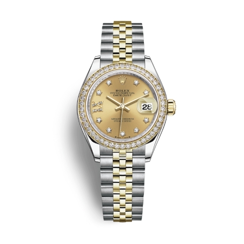 Đồng Hồ Rolex Lady-Datejust 28 279383RBR-0021 Mặt Số Vàng Dây Đeo Jubilee Thép Vàng Vàng