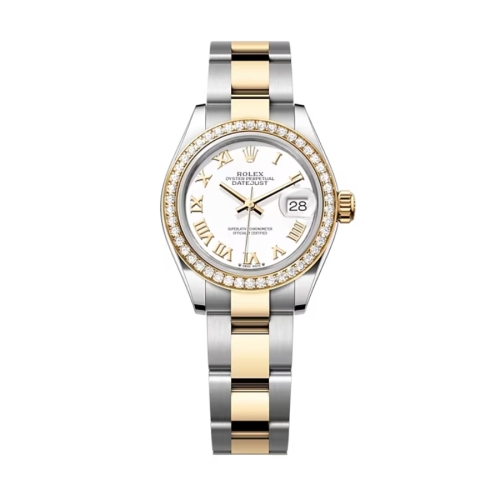 Đồng Hồ Rolex Lady-Datejust 28 279383RBR-0024 Mặt Số Trắng Dây Đeo Oyster Thép Vàng Vàng